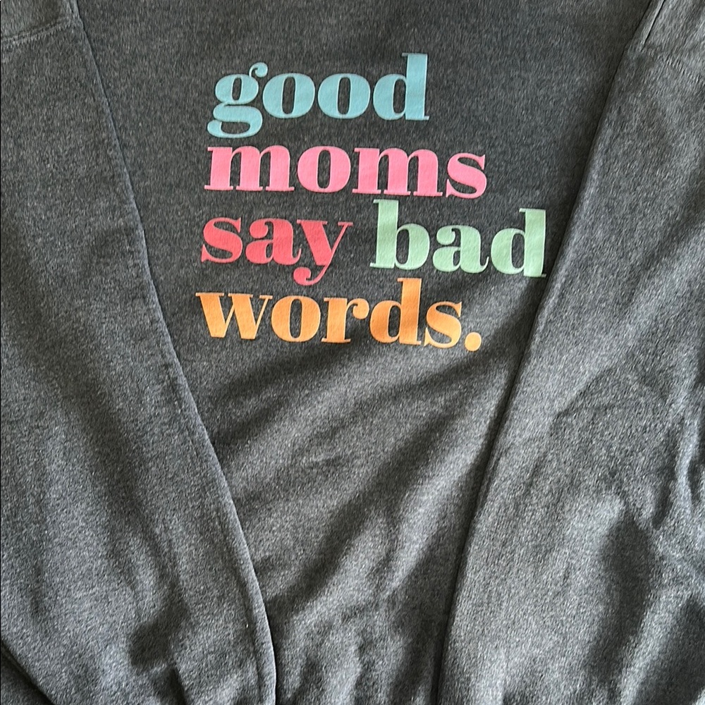 Gray Graphic Sweatshirt with Colorful Text